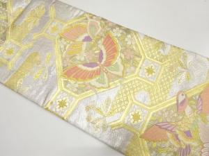 蜀江に蝶・鴛鴦・花模様織り出し　袋帯